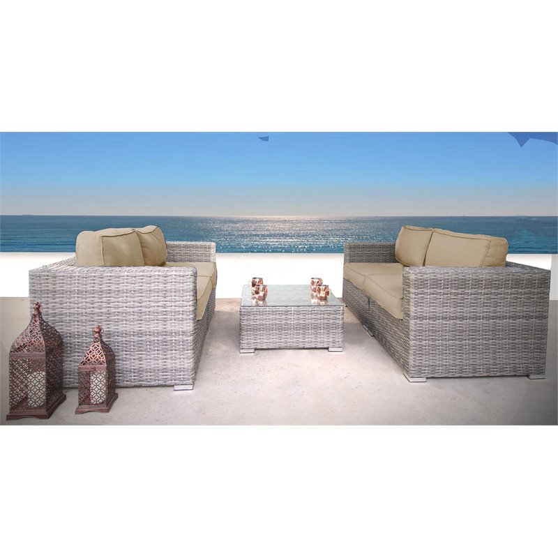 Living Source International 5-Piece Sectional Group with Cushions in Beige/Gray