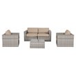 Living Source International 5-Piece Sectional Group with Cushions in Beige/Gray
