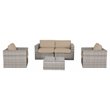 Living Source International 5-Piece Sectional Group with Cushions in Gray/Beige