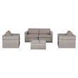 Living Source International 5-PC Wicker / Rattan Sectional Group in Gray/Taupe