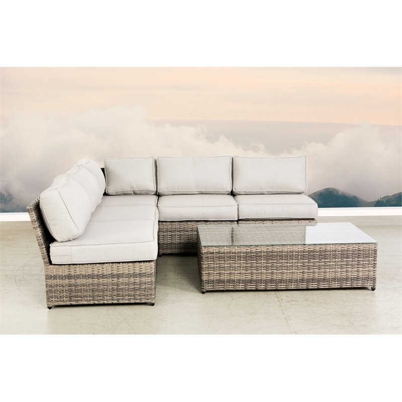 Living Source International 6-Piece Outdoor Conversation Set w/ Cushion in Gray