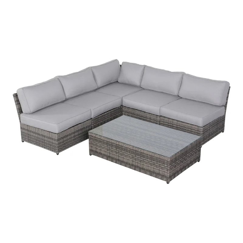 Living Source International 6-Piece Outdoor Conversation Set w/ Cushion in Gray
