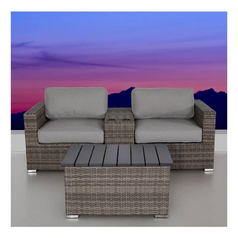 Living Source International 4-Piece Wicker / Rattan Seating Group in Gray