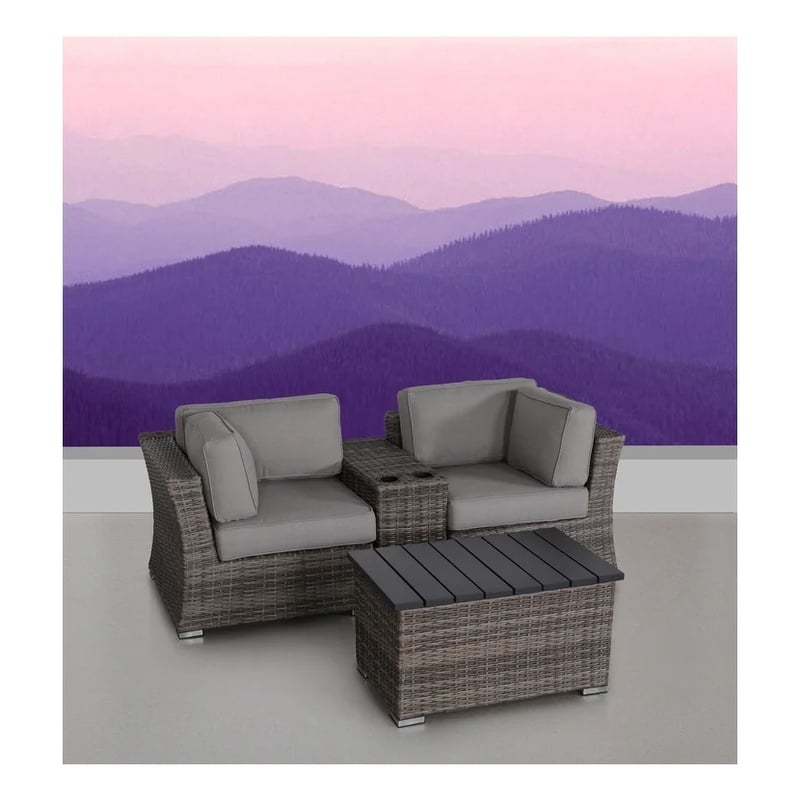 Living Source International 4-Piece Wicker / Rattan Seating Group in Gray