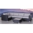 Living Source International 6-Piece Sectional Set with Cushions - Black and Gray