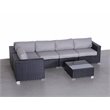 Living Source International 6-Piece Sectional Set with Cushions - Black and Gray