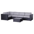 Living Source International 6-Piece Sectional Set with Cushions - Black and Gray