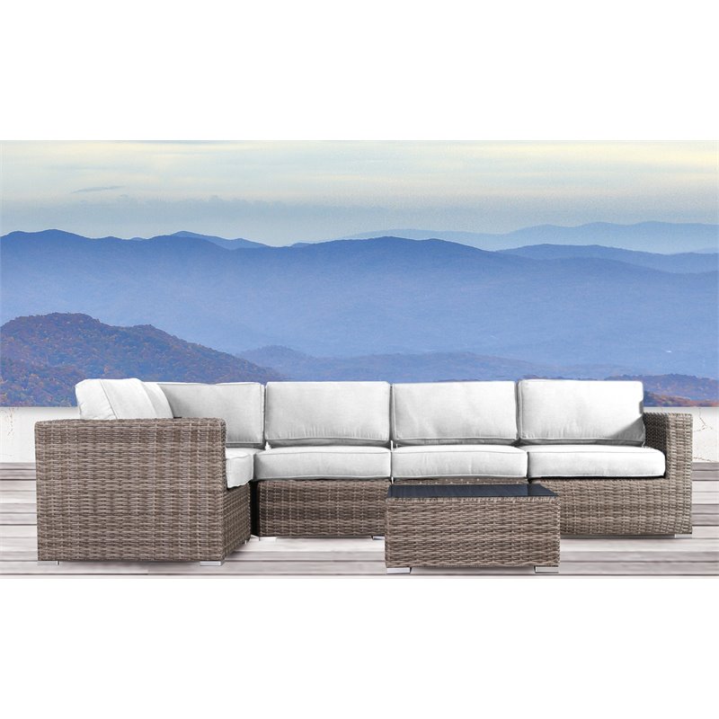 Living Source International 6-Piece Outdoor Set w/ Cushions in Brown/Canvas