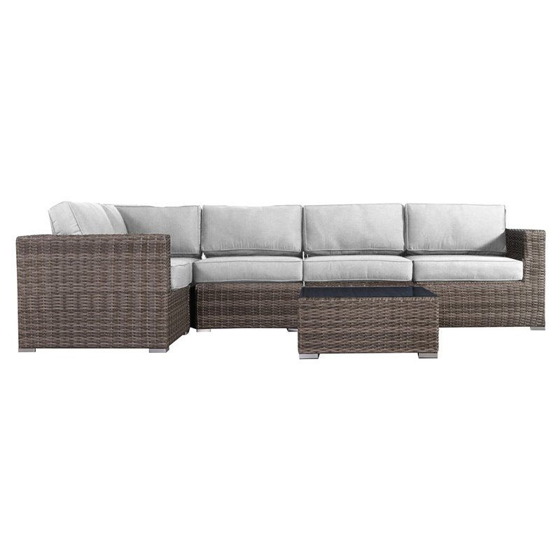 Living Source International 6-Piece Outdoor Set w/ Cushions in Brown/Canvas