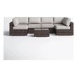 Living Source International 7-PC Wicker / Rattan Outdoor Seating Set in Espresso