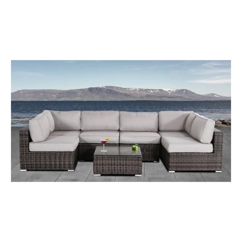 Living Source International 7-PC Wicker / Rattan Outdoor Seating Set in Espresso