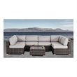 Living Source International 7-PC Wicker / Rattan Outdoor Seating Set in Espresso