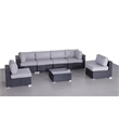 Living Source International 7-piece Wicker Sectional Seating Group in Black/Gray