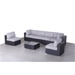 Living Source International 7-piece Wicker Sectional Seating Group in Black/Gray