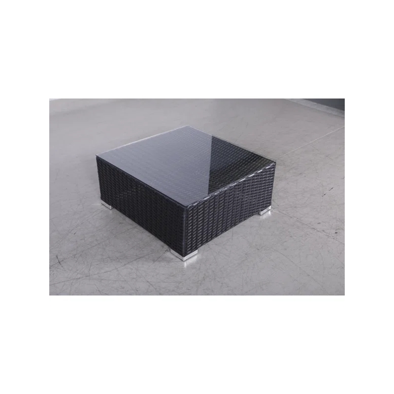 Living Source International 7-piece Wicker Sectional Seating Group in Black/Gray