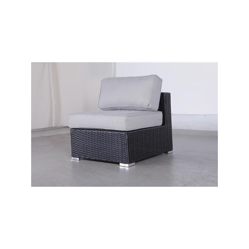 Living Source International 7-piece Wicker Sectional Seating Group in Black/Gray