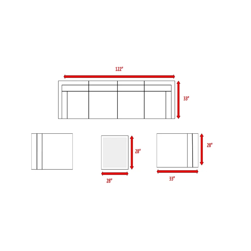 Living Source International 7-piece Wicker Sectional Seating Group in Black/Gray