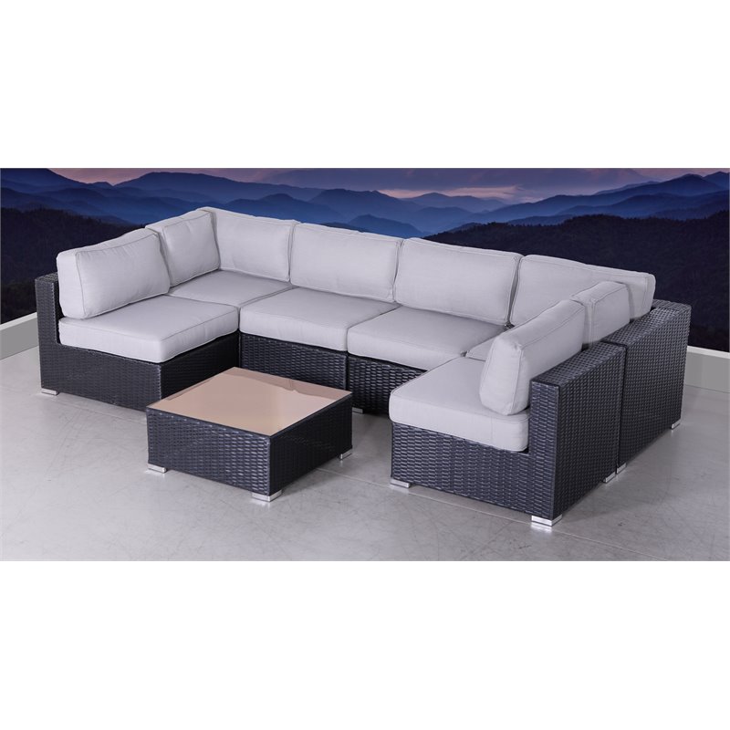 Living Source International 7-Piece Outdoor Set with Cushions in Black/Gray