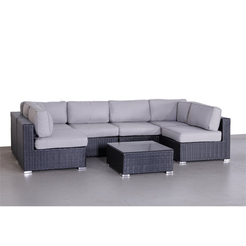 Living Source International 7-Piece Outdoor Set with Cushions in Black/Gray