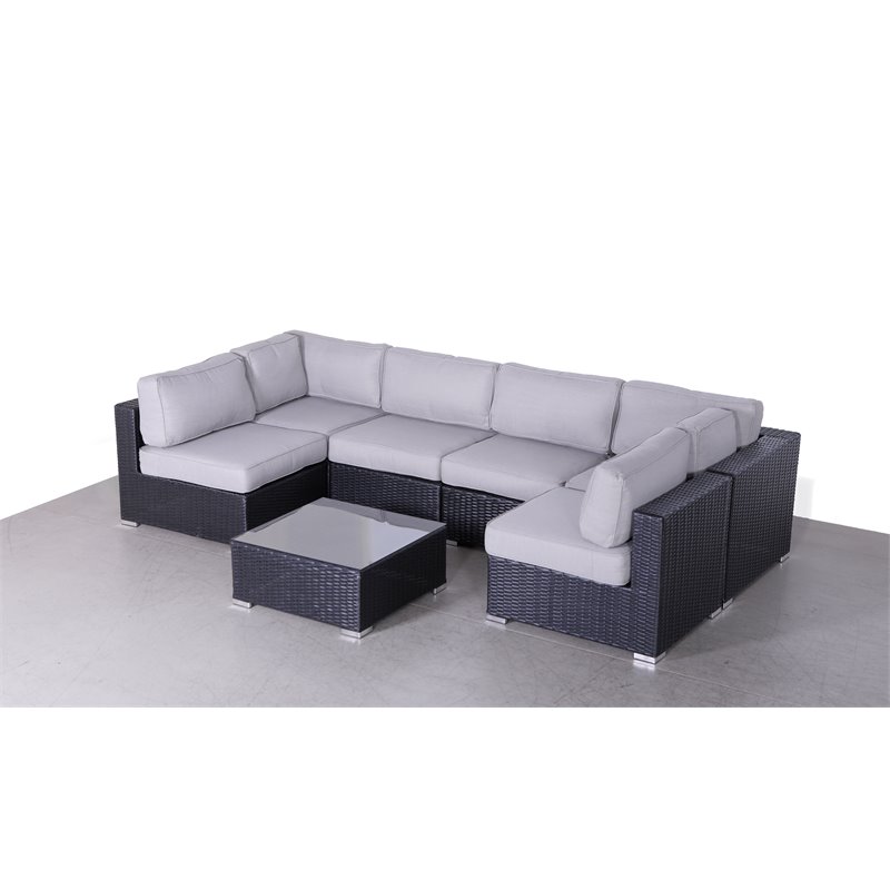 Living Source International 7-Piece Outdoor Set with Cushions in Black/Gray