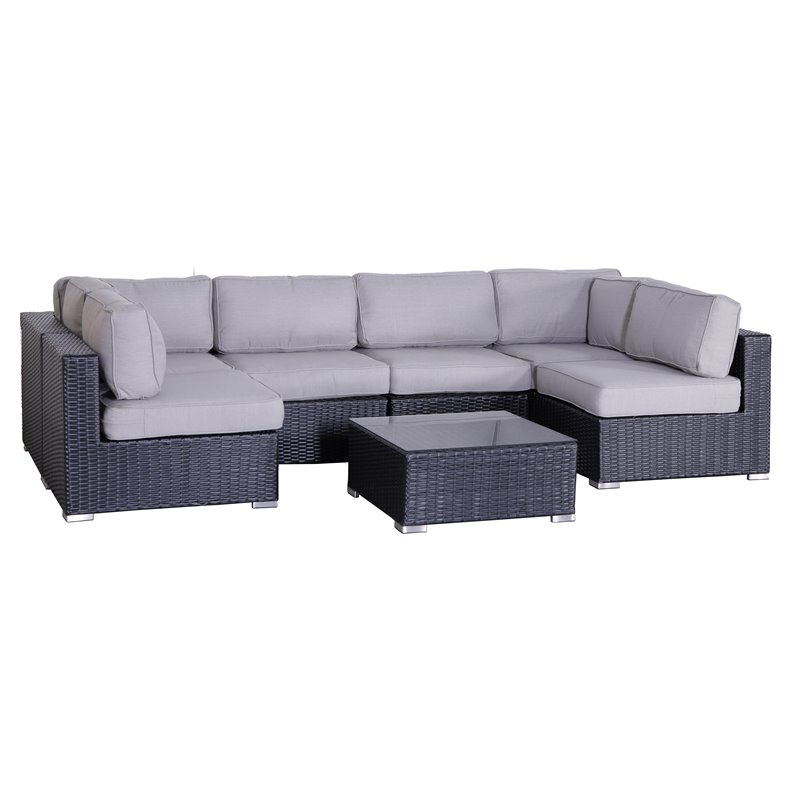Living Source International 7-Piece Outdoor Set with Cushions in Black/Gray