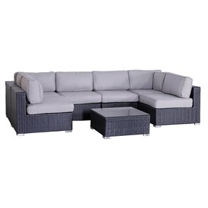 living source international 7-piece outdoor set with cushions in black/gray