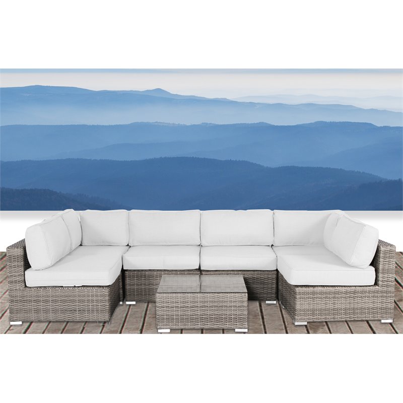 Living Source International 7-Piece Outdoor Set with Cushion in Gray/Canvas