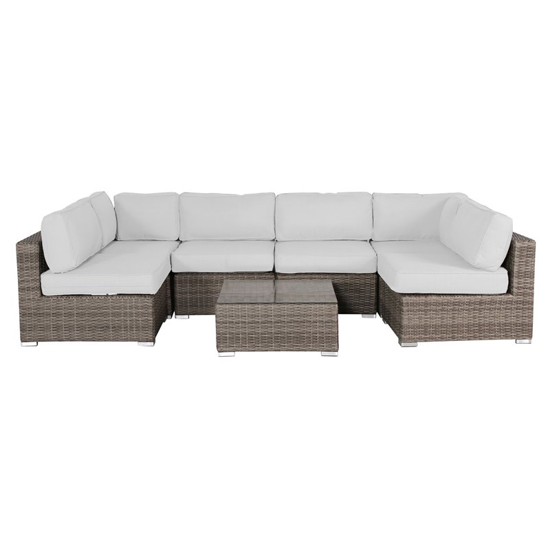 Living Source International 7-Piece Outdoor Set with Cushion in Gray/Canvas