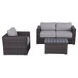 Living Source International 3-Person Wicker & Olefin Seating Group in Gray/Brown