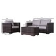 Living Source International 4-Piece Wicker Sectional Seating Group in Espresso