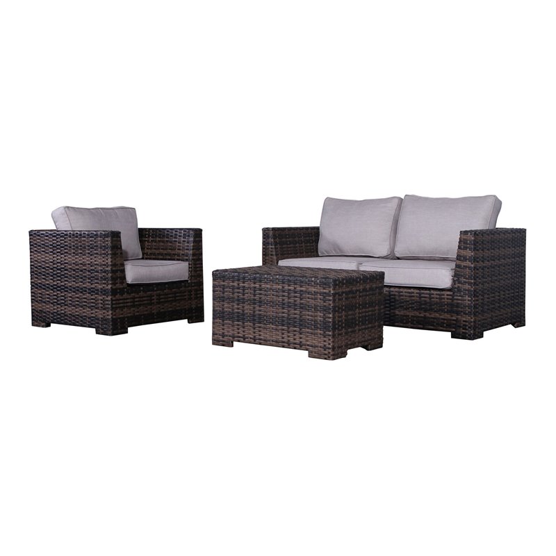 Living Source International 4-Piece Wicker Sectional Seating Group in Espresso
