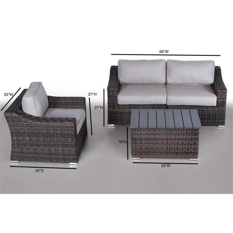 Living Source International 4-Piece Sectional Seating Group in Espresso/Gray