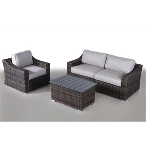 Living Source International 4-Piece Sectional Seating Group in Espresso/Gray