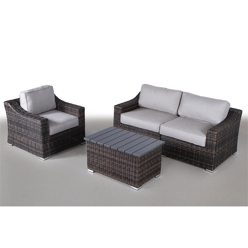Living Source International 4-Piece Sectional Seating Group in Espresso/Gray