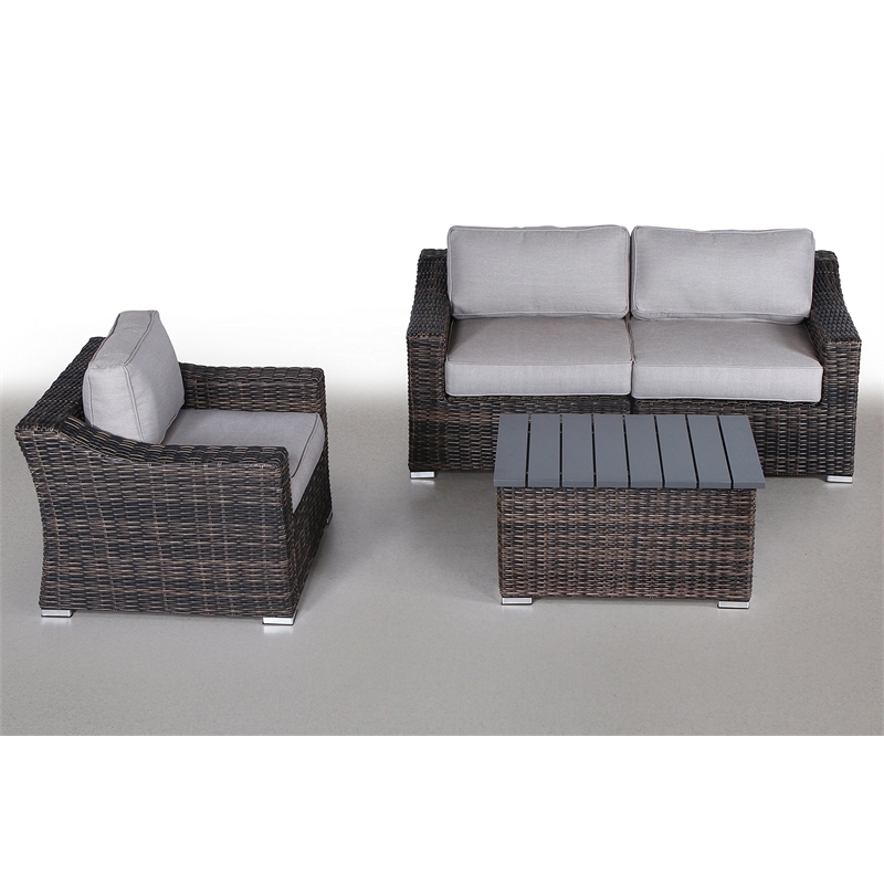 Living Source International 4-Piece Sectional Seating Group in Espresso/Gray