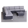 Living Source International Wicker / Rattan 8-Piece Sectional Set in Black/Gray