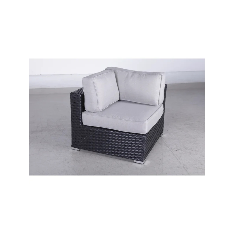 Living Source International Wicker / Rattan 8-Piece Sectional Set in Black/Gray