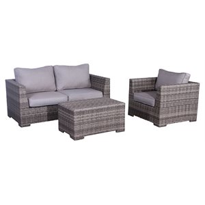 Living Source International 4-Piece Wicker Sectional Set in Gray Finish