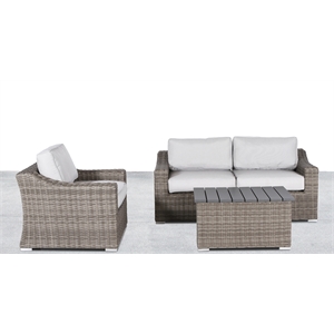 Living Source Intl 4-Piece Wicker / Rattan Sectional Group in Gray Finish