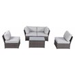 Living Source International 4-Person Seating Set with Cushion in Brown/Gray