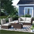 Living Source International 5-Piece Sectional Group w/ Cushions in Gray/Espresso