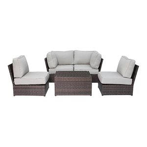 living source international 5-piece sectional group w/ cushions in gray/espresso