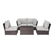 Living Source International 5-Piece Sectional Group w/ Cushions in Gray/Espresso