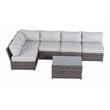 Living Source International 6-Piece Outdoor Set w/ Olefin Cushion - Brown/Gray