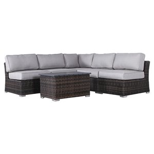 living source international 6-piece sectional set with cushions in espresso/gray