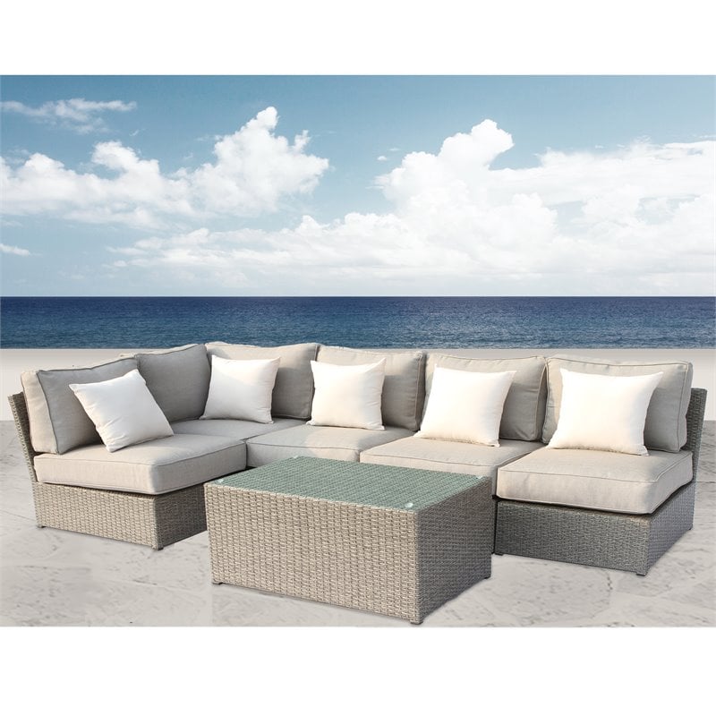 Living Source International 6-Piece Sectional Set with Cushions in Gray Finish