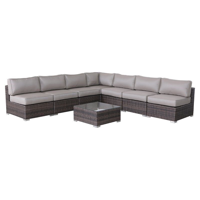 Living Source International 8-Piece Wicker / Rattan Sectional Set in Brown
