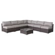 Living Source International 8-Piece Wicker / Rattan Sectional Set in Brown