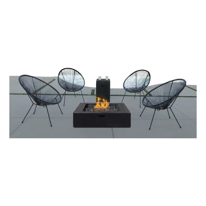 Living Source Intl 6-Piece Wicker / Rattan Multiple Chair Seating Group in Black