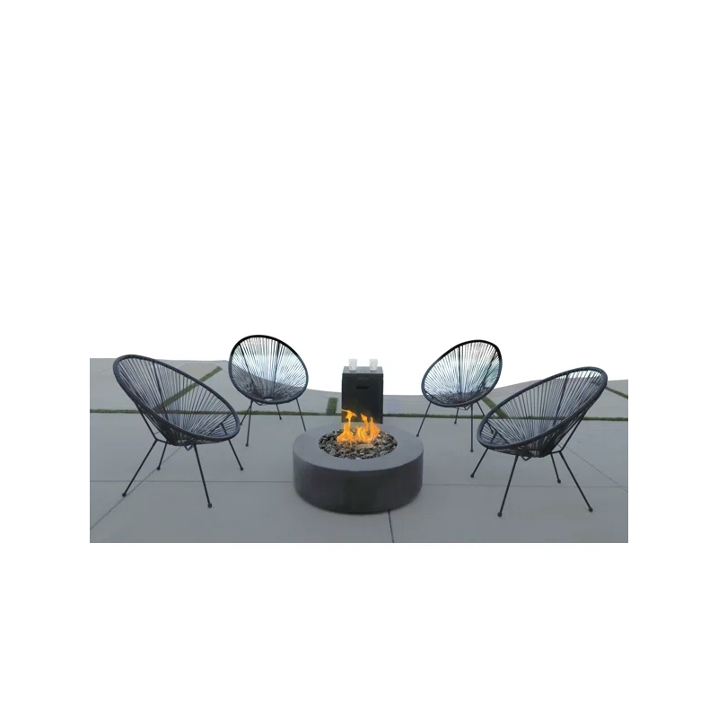 Living Source Intl 6-Piece Wicker / Rattan Multiple Chair Seating Group in Black
